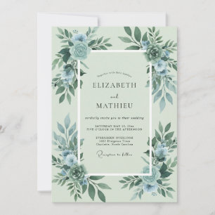 Seafoam Steel Foliage Eucalyptus Wedding Invitation