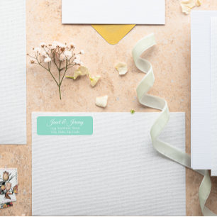Seafoam Stylised Names Wedding Return Address