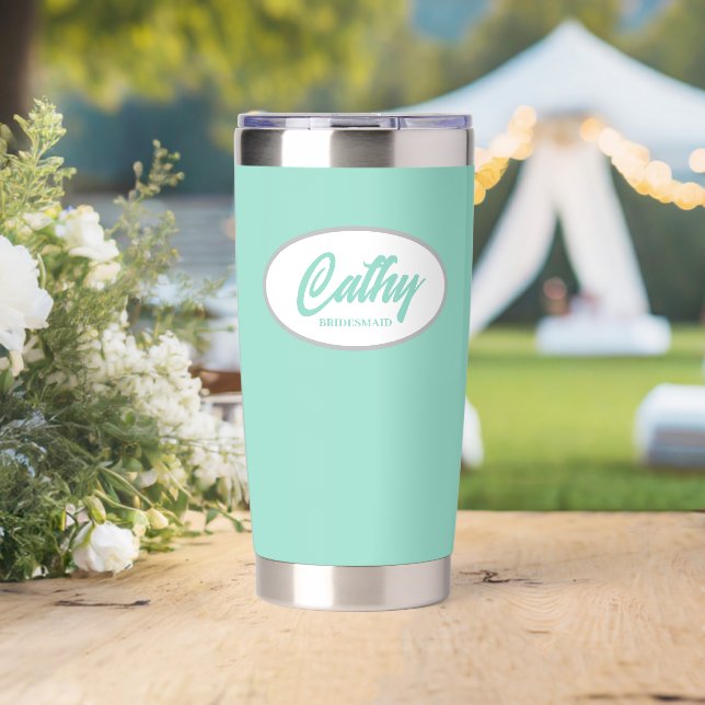 Seafoam Stylised Wedding Bridesmaid Insulated Tumbler (Wedding (Rotated))
