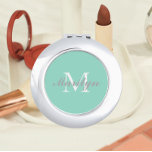 Seafoam Stylised Wedding Bridesmaid Monogram Compact Mirror<br><div class="desc">A personalised compact mirror for your wedding bridesmaid or maid of honour that has her initial and name stylised on a trendy,  seafoam colour background. Edit to replace initial and name. Select your compact mirror style. Available in many,  popular bridesmaid wedding colour schemes.</div>