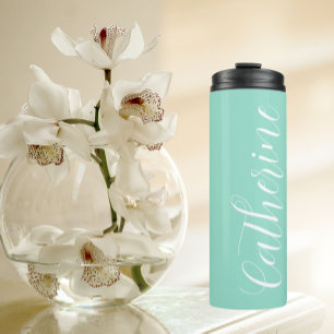 Seafoam Stylised Wedding Bridesmaid Name Thermal Tumbler