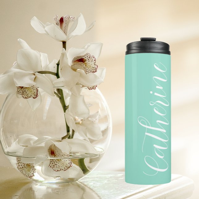 Seafoam Stylised Wedding Bridesmaid Thermal Tumbler (In Situ)