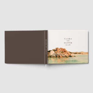 Seafoam Terracotta Sardinia Island Coast Wedding Guest Book