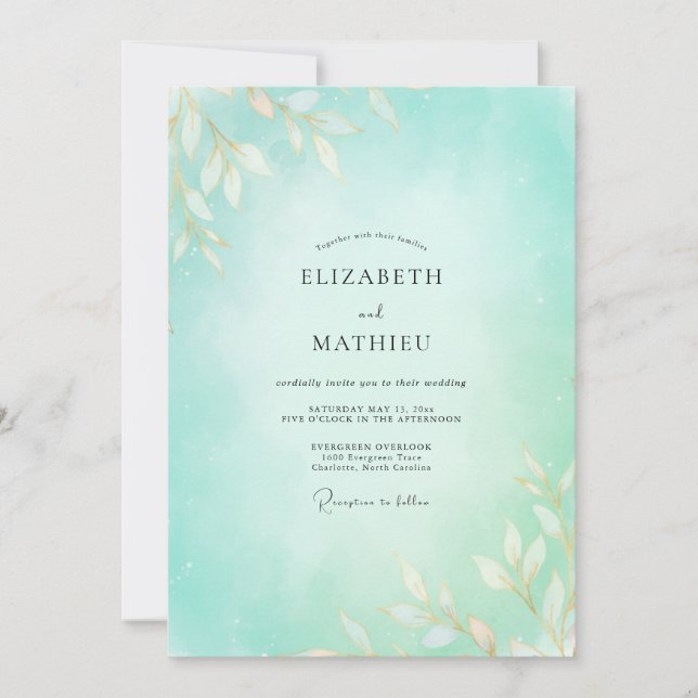 Seafoam Vine Wedding Invitation (Front)