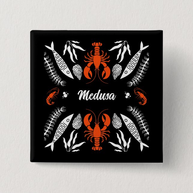 Seafood Art Decor Prints 15 Cm Square Badge (Front)