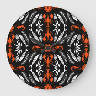 Seafood Art Decor Prints Large Clock