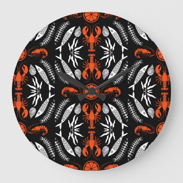 Seafood Art Decor Prints Large Clock (Front)