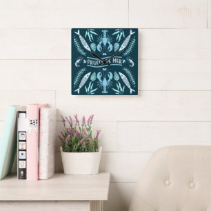 Seafood Art Decor Prints Square Wall Clock