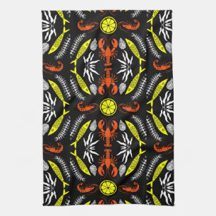Seafood Art Decor Prints Tea Towel