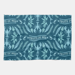 Seafood Art Decor Prints Tea Towel
