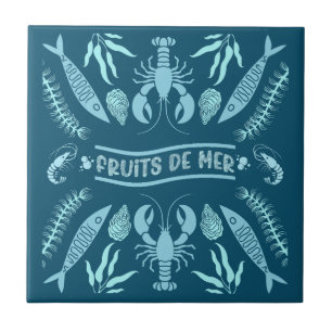 Seafood Art Decor Prints Tile