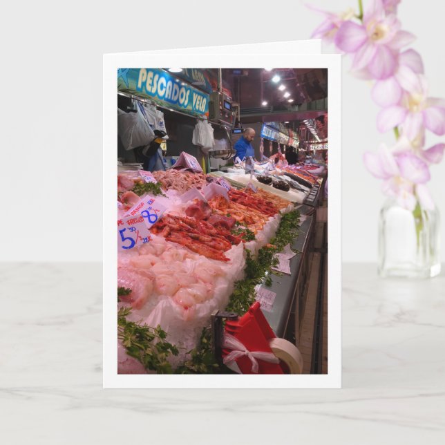 Seafood at the Mercado Central, Valencia, Spain Card (Orchid)