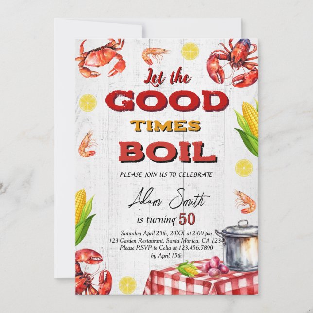 Seafood Birthday Party Invitation (Front)