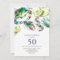 Seafood Boil 50th Birthday Invitations