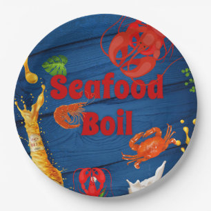 Seafood Boil  And Beer Party Paper Plate