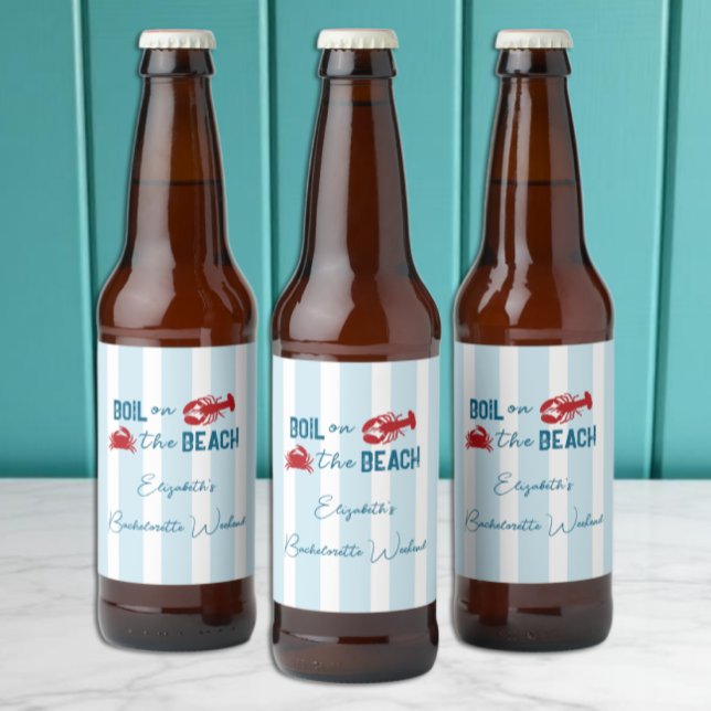 Seafood Boil Bachelorette Party Beer Bottle Label (Creator Uploaded)