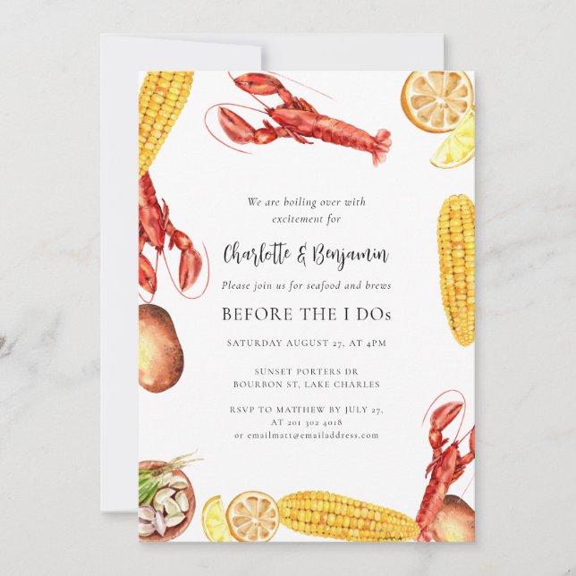 Seafood Boil Bofore I Do Engagement Party Invitation (Front)