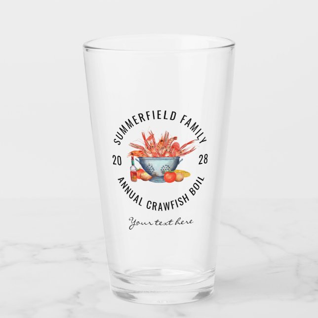 Seafood Boil Custom Matching Family Crawfish Party Glass (Front)