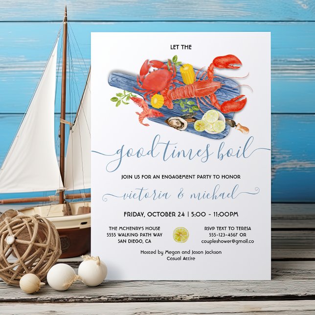 Seafood Boil Engagement Rehearsal Dinner Party Invitation (Creator Uploaded)