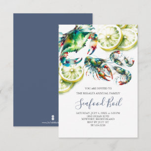 Seafood Boil Family Summer Party Small Invitation