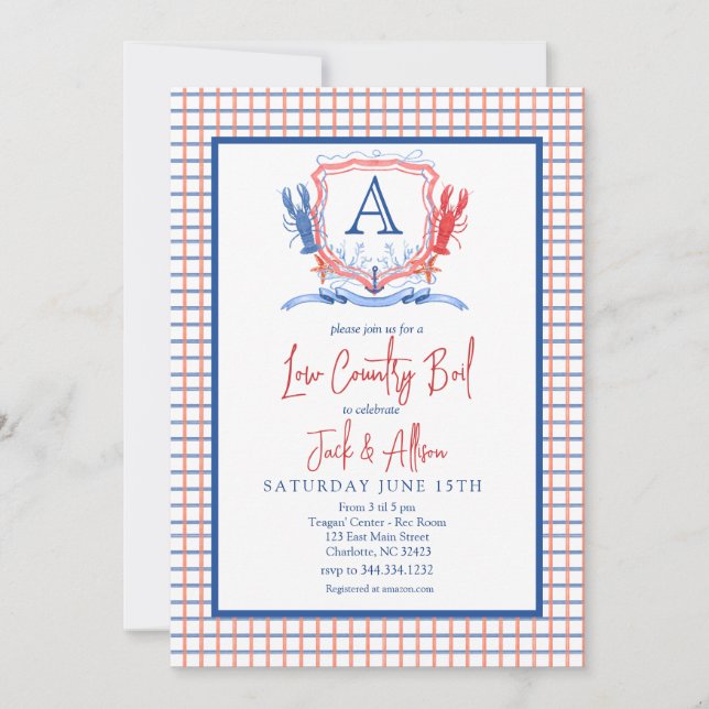 Seafood Boil Invitation, Low country boil invite (Front)