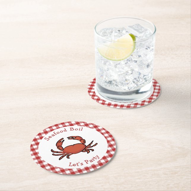 Seafood Boil Party Round Paper Coaster (Insitu)