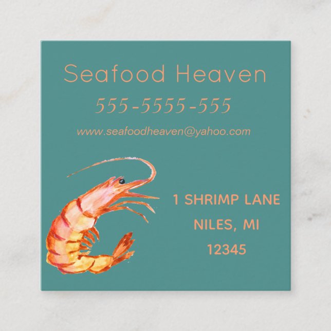 Seafood business card. square business card (Front)