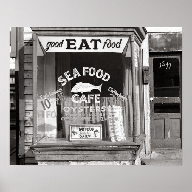 Seafood Cafe, 1937. Vintage Photo Poster (Front)
