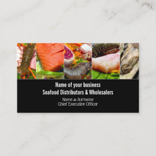 Seafood collage fresh fish business business card