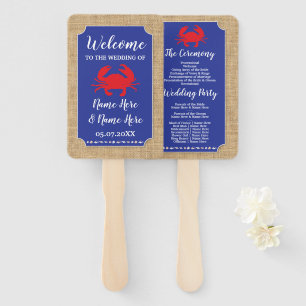 Seafood Crab Boil Beach Wedding Programme Fan