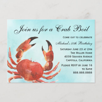 Seafood Crab Boil Summer Birthday Party Invitation