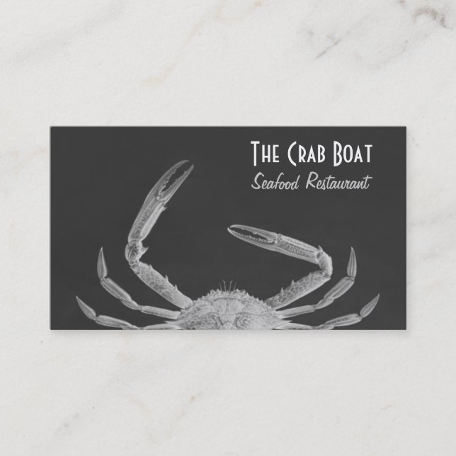 Seafood Crab Business Card in Grey (Front)