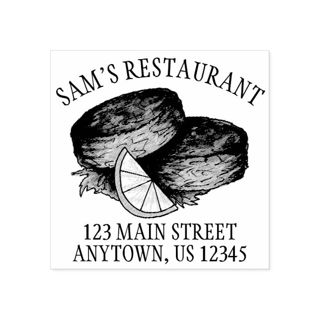 Seafood Crab Cakes Crabcakes Restaurant Address Rubber Stamp (Imprint)