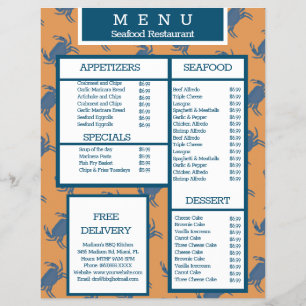 Seafood Crab Grill Restaurant Menu