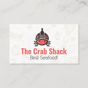 Seafood Crab Logo   Food Patterns  Business Card