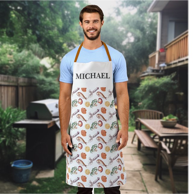 Seafood Crustacean  Crab Chef Monogram Apron (Creator Uploaded)
