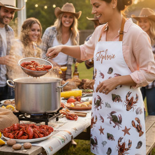 Seafood Crustacean Lobster Crab Pattern Apron