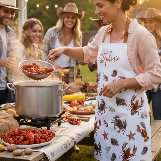 Seafood Crustacean Lobster Crab Pattern Apron (Creator Uploaded)
