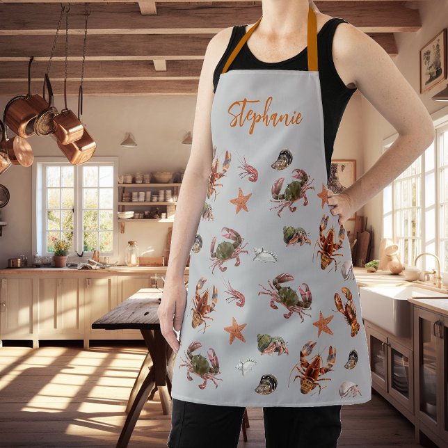Seafood Crustacean Lobster Crab Pattern  Apron (Creator Uploaded)