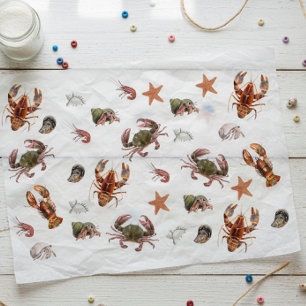 Seafood Crustacean Lobster Crab Pattern   Tissue Paper