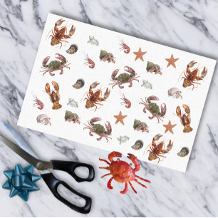 Seafood Crustacean Lobster Crab Pattern   Tissue Paper