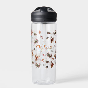 Seafood Crustacean Lobster Crab Pattern Water Bottle