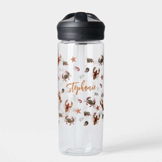 Seafood Crustacean Lobster Crab Pattern  Water Bottle (Front)