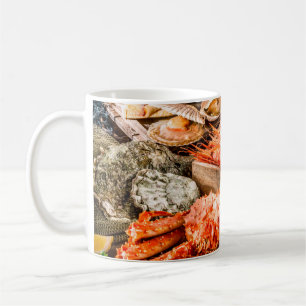 Seafood cuisine plate as an ocean gourmet dinner b coffee mug