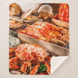 Seafood cuisine plate as an ocean gourmet dinner b sherpa blanket