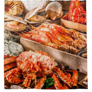 Seafood cuisine plate as an ocean gourmet dinner b shower curtain