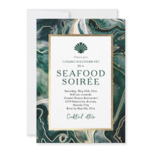 Seafood Dinner Invitation Emerald Marble