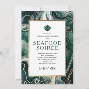 Seafood Dinner Invitation Emerald Marble