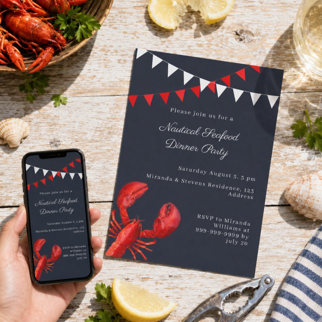 Seafood Dinner Summer Party Nautical Invitation (Creator Uploaded)