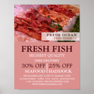 Seafood Display, Fishmonger/Wife, Fish Market Poster